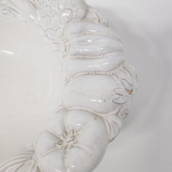 VTG Tadinate Italy Signed Baroque Ceramic Vegetable Design Oval Serving Bowl - Picture 2 of 9